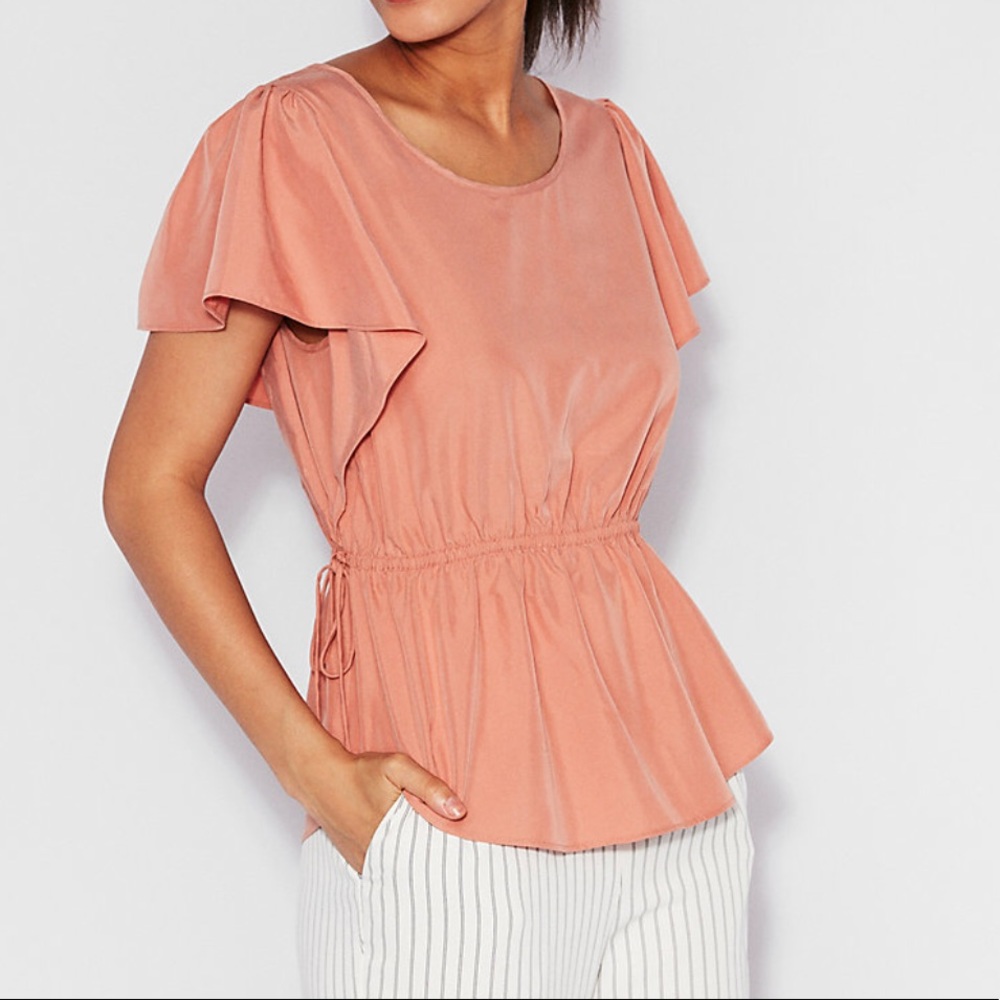 Express Flutter Sleeve Cinched Waist Blouse
